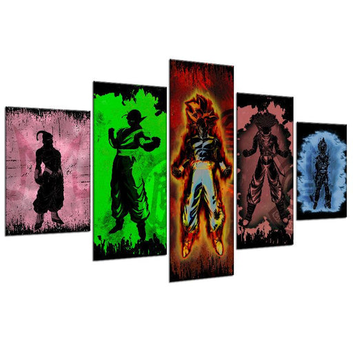 Dragon Ball Z Silhouettes 5 Piece HD Multi Panel Canvas Wall Art Frame - Original Frame