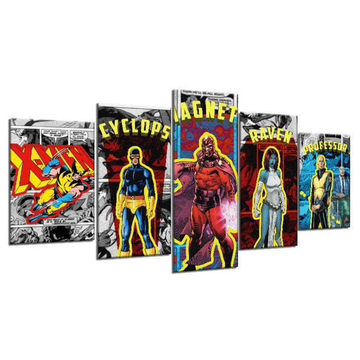 Marvel Comic Superheroes 5 Piece HD Multi Panel Canvas Wall Art Frame - Original Frame