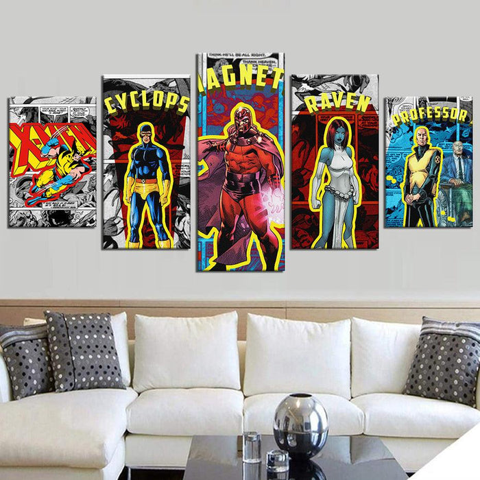 Marvel Comic Superheroes 5 Piece HD Multi Panel Canvas Wall Art Frame - Original Frame