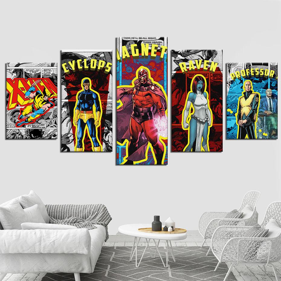 Marvel Comic Superheroes 5 Piece HD Multi Panel Canvas Wall Art Frame - Original Frame