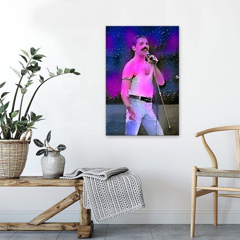 Queen Freddie Mercury 1 Piece HD Multi Panel Canvas Wall Art - Original Frame