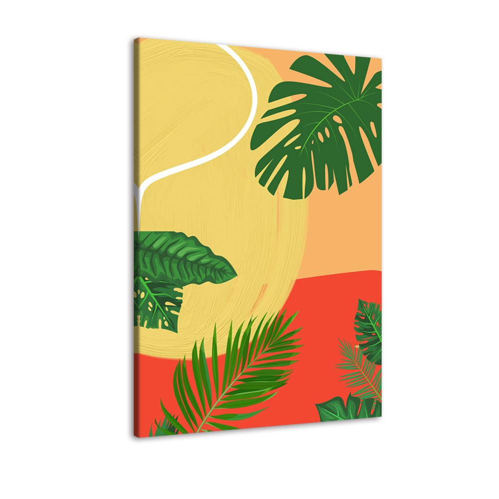 The Abstract Summer Palm Trees 1 Piece HD Multi Panel Canvas Wall Art Frame - Original Frame