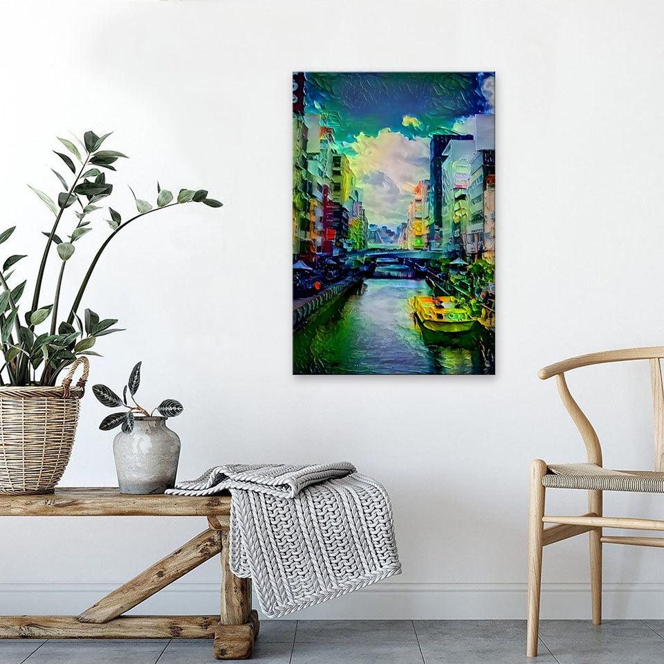 The Abstract Painted City 1 Piece HD Multi Panel Canvas Wall Art Frame - Original Frame