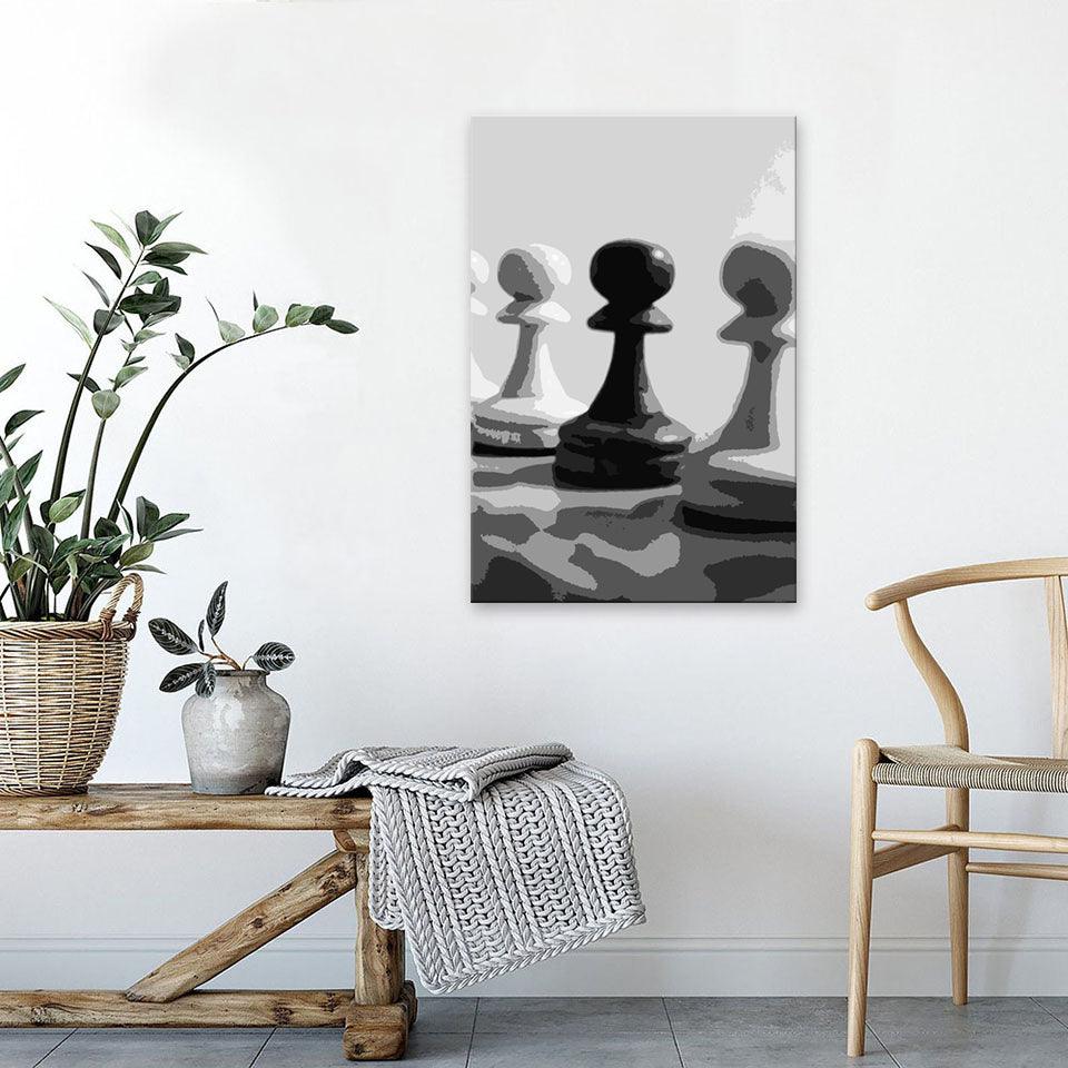 The Chess Match 1 Piece HD Multi Panel Canvas Wall Art Frame - Original Frame