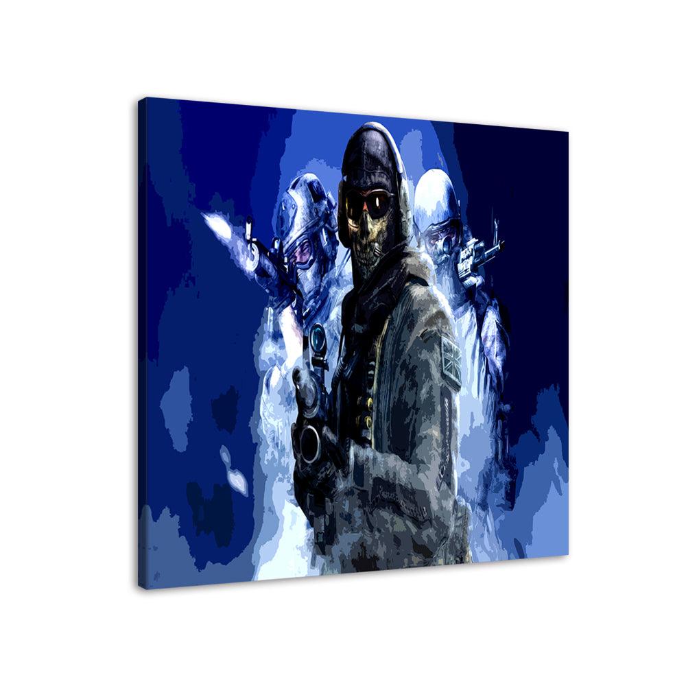 Blue Military Team 1 Piece HD Multi Panel Canvas Wall Art Frame - Original Frame