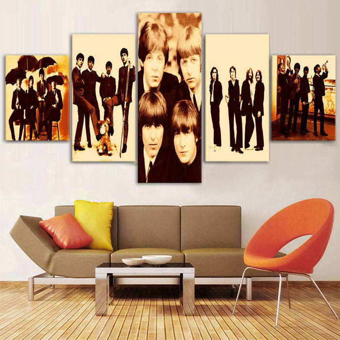 Beatles 5 Piece HD Multi Panel Canvas Wall Art Frame - Original Frame