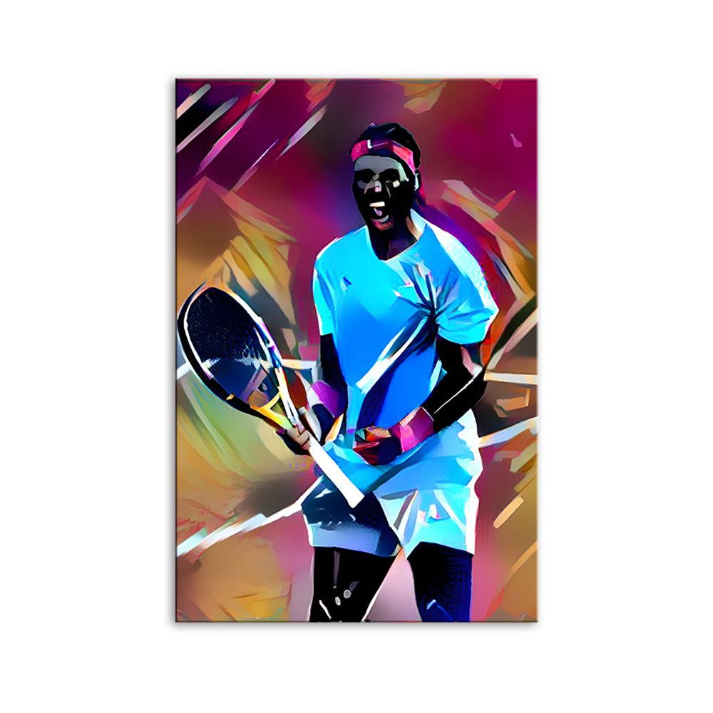 Purple Abstract Tennis Player 1 Piece HD Multi Panel Canvas Wall Art - Original Frame