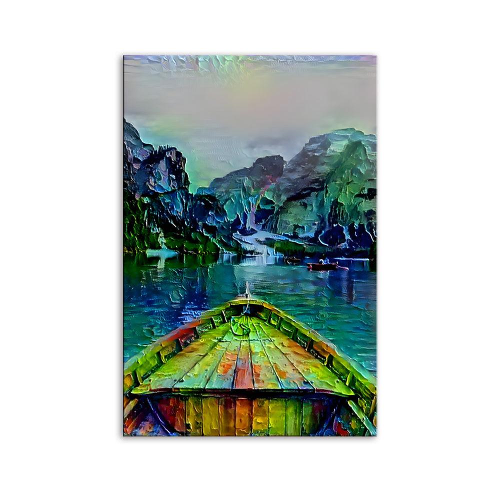 The Abstract Painted Boat 1 Piece HD Multi Panel Canvas Wall Art Frame - Original Frame