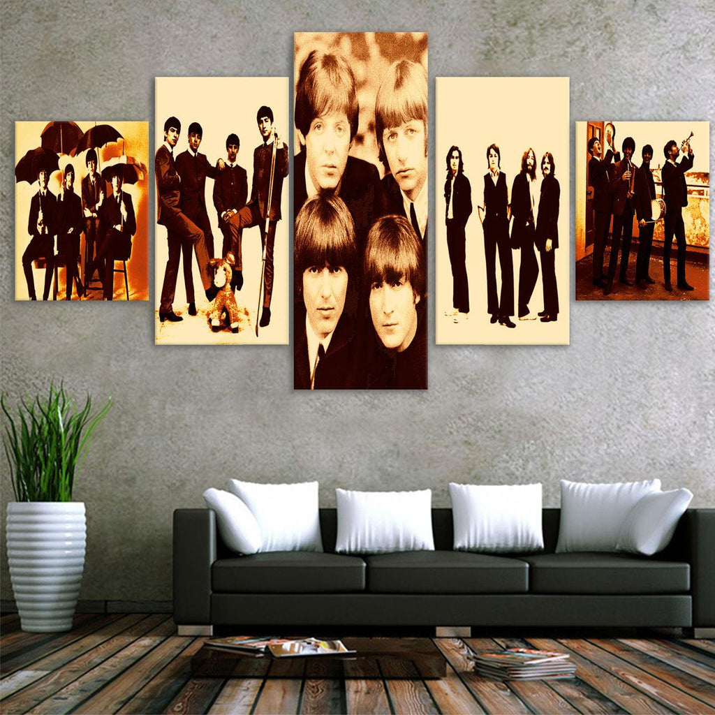 Beatles 5 Piece HD Multi Panel Canvas Wall Art Frame - Original Frame