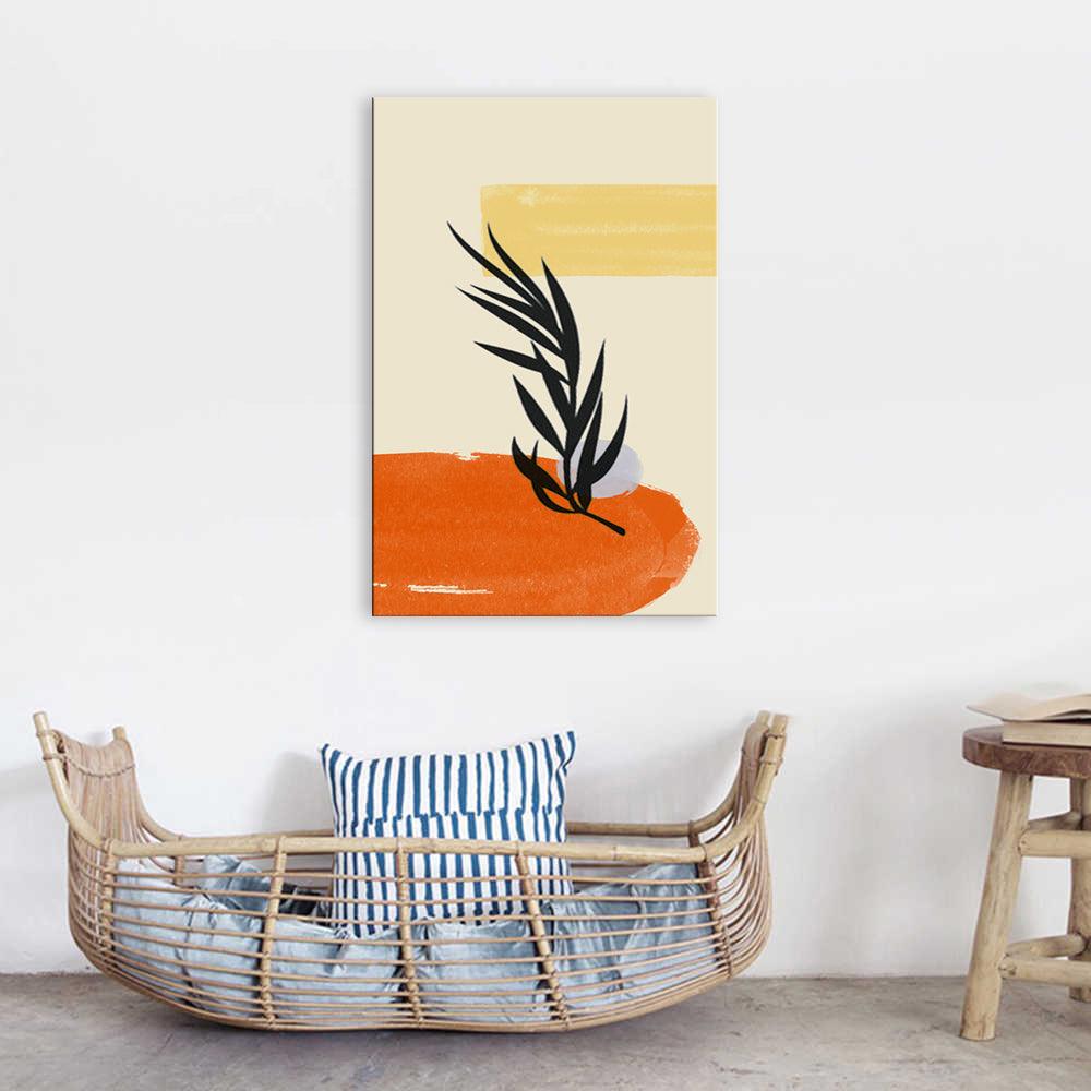 Orange Palm Tree Aesthetic 1 Piece HD Multi Panel Canvas Wall Art Frame - Original Frame