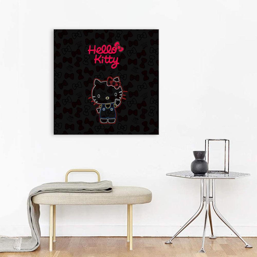 Black Hello Kitty 1 Piece HD Multi Panel Canvas Wall Art Frame - Original Frame