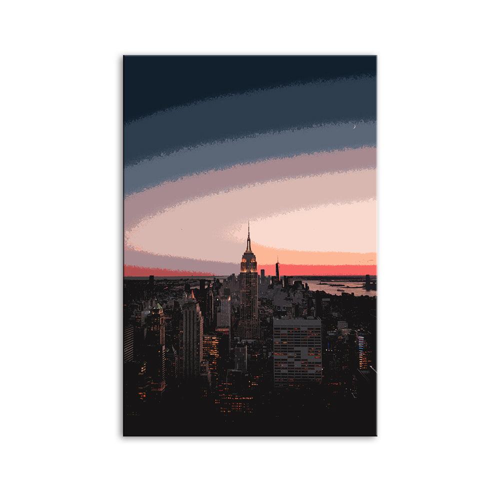 Sunrise In New York 1 Piece HD Multi Panel Canvas Wall Art Frame - Original Frame