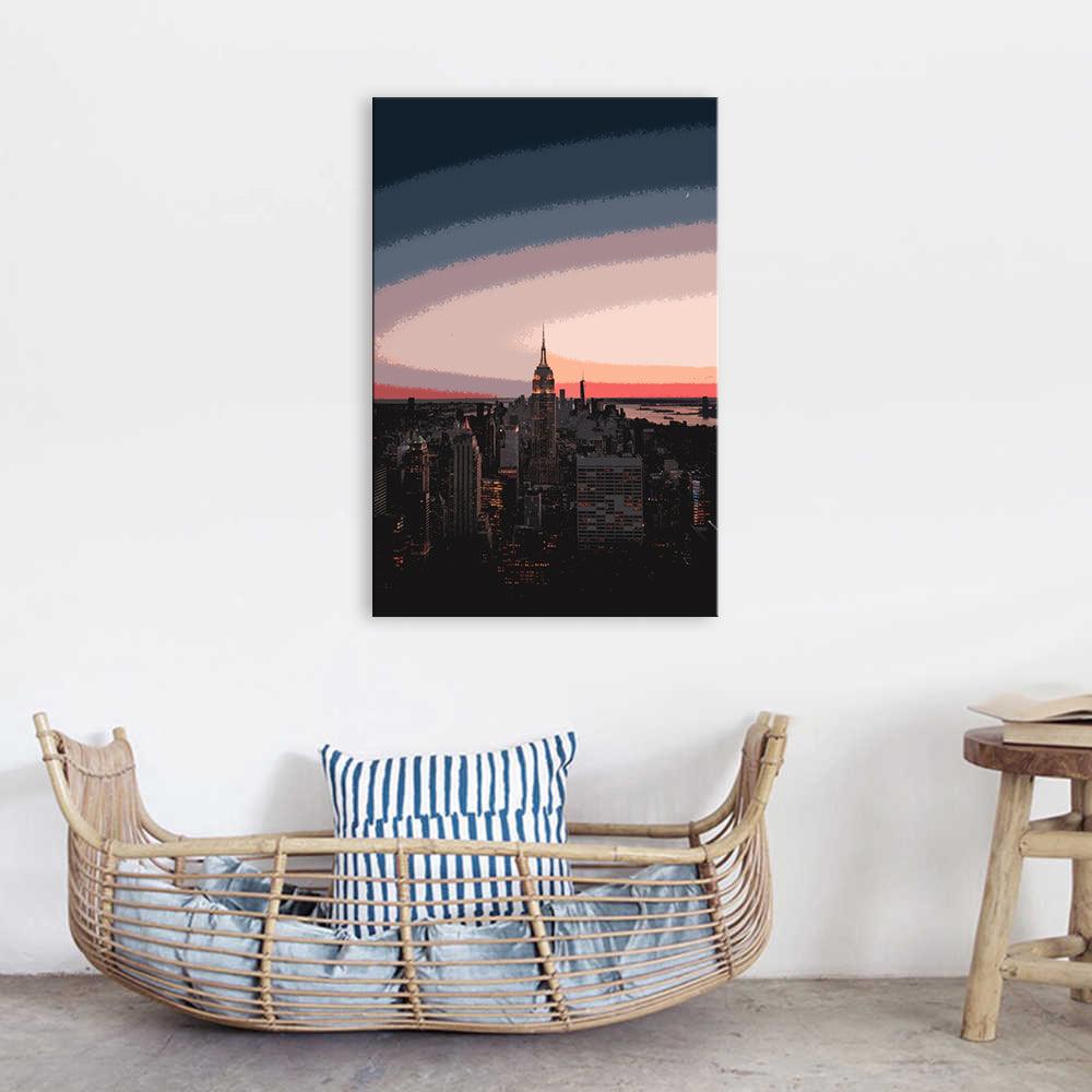 Sunrise In New York 1 Piece HD Multi Panel Canvas Wall Art Frame - Original Frame
