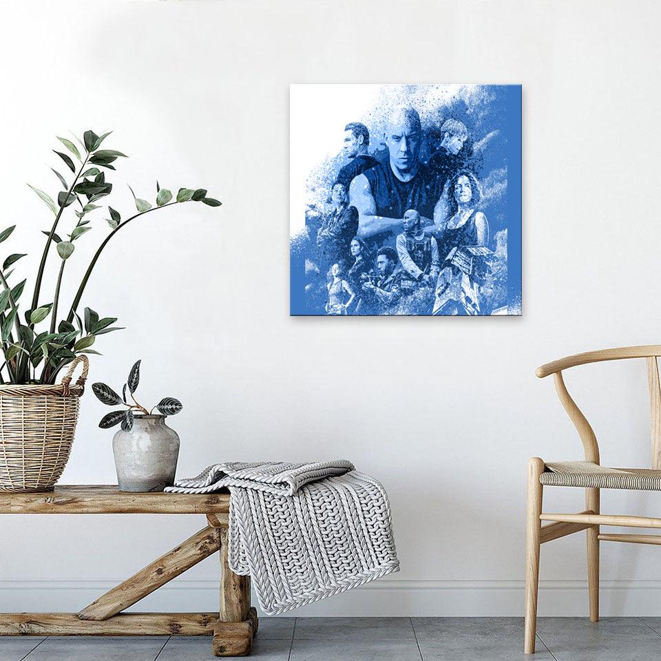 Blue Fast & Furious 1 Piece HD Multi Panel Canvas Wall Art Frame - Original Frame