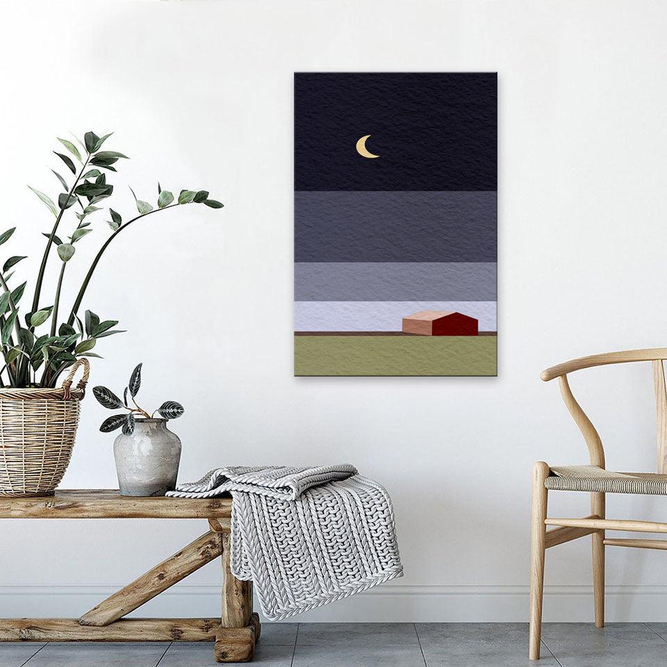 The Blue Abstract Moon 1 Piece HD Multi Panel Canvas Wall Art Frame - Original Frame