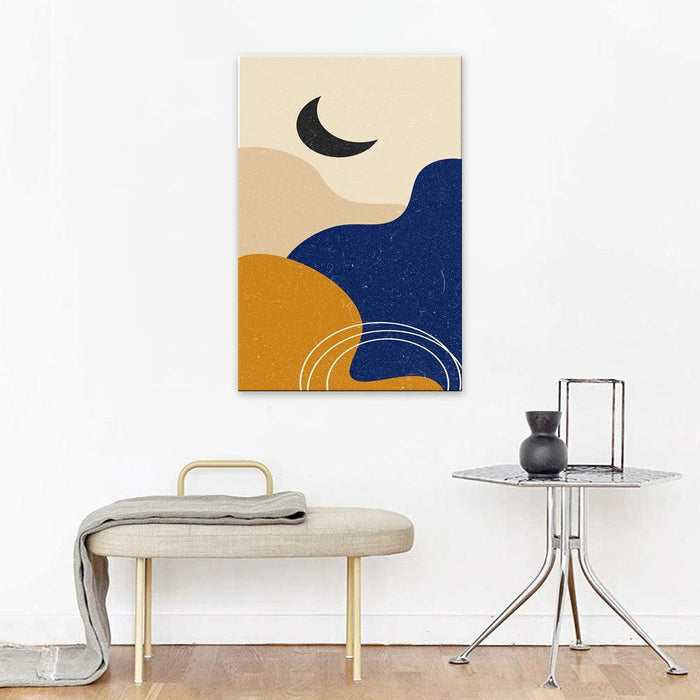 The Abstract Half Moon 1 Piece HD Multi Panel Canvas Wall Art Frame - Original Frame