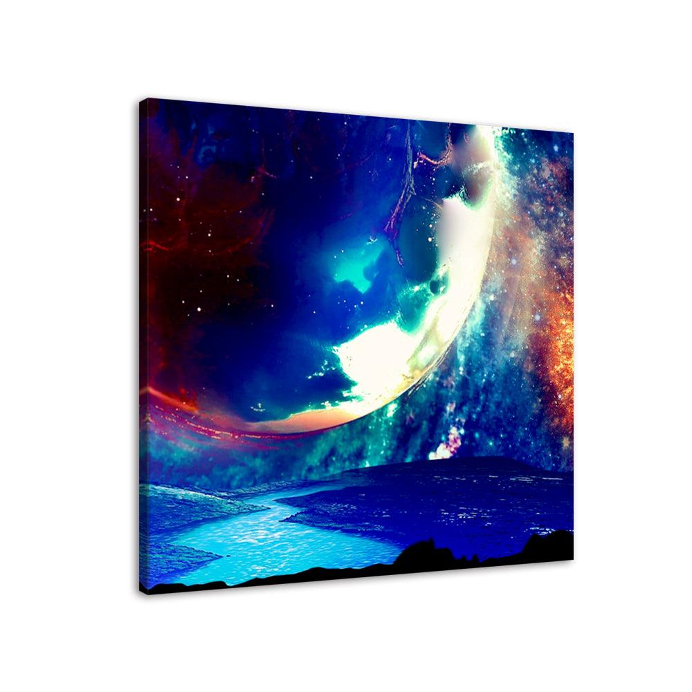 Full Blue Moon 1 Piece HD Multi Panel Canvas Wall Art Frame - Original Frame