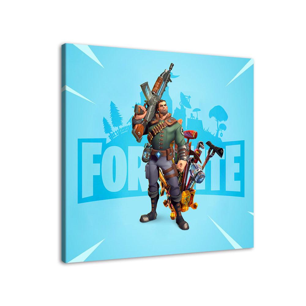 Aqua Fornite 1 Piece HD Multi Panel Canvas Wall Art Frame - Original Frame