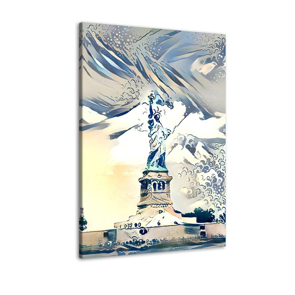 Abstract NY Statue Of Liberty 1 Piece HD Multi Panel Canvas Wall Art Frame - Original Frame