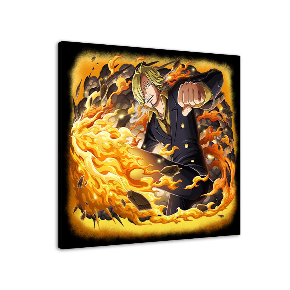 Fire Anime 1 Piece HD Multi Panel Canvas Wall Art Frame - Original Frame