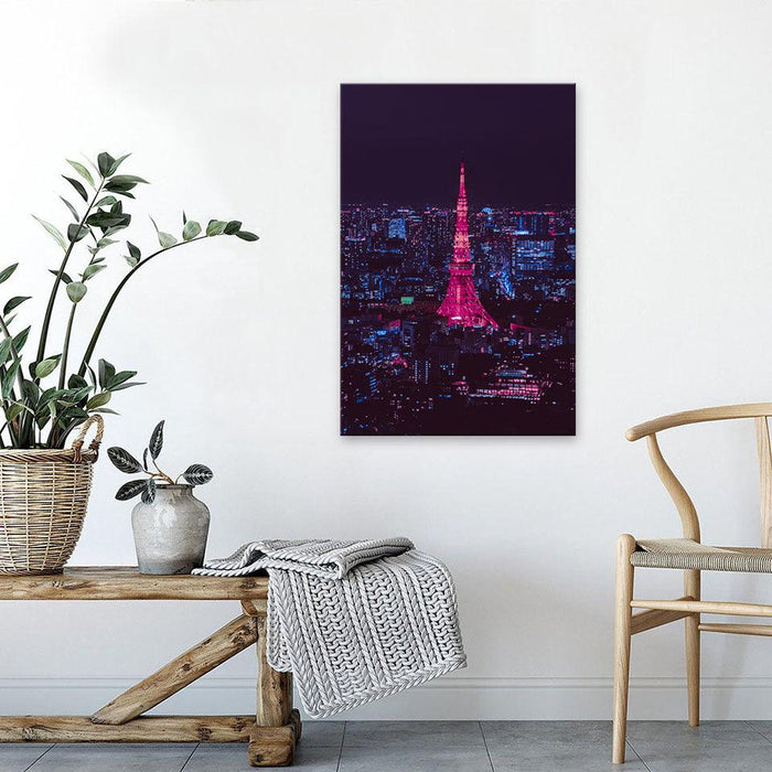 Purple Paris Landscape 1 Piece HD Multi Panel Canvas Wall Art - Original Frame