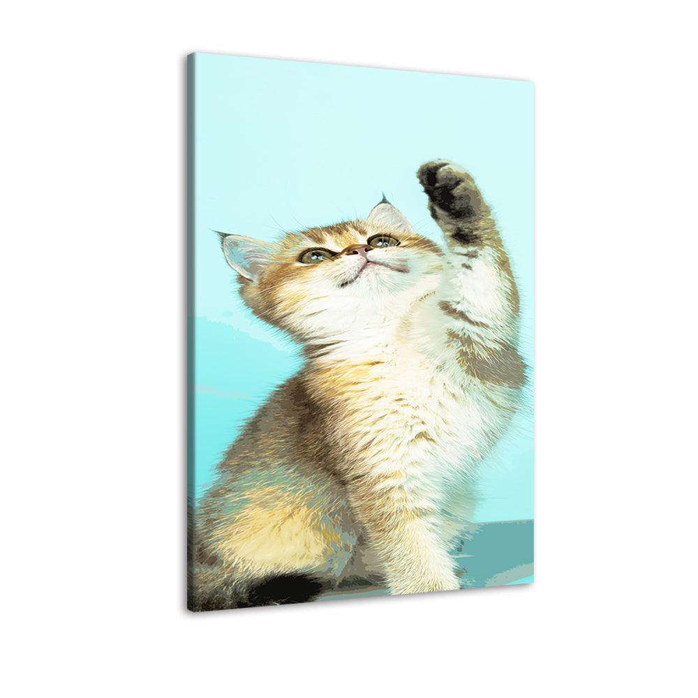 The Playful Cat 1 Piece HD Multi Panel Canvas Wall Art Frame - Original Frame