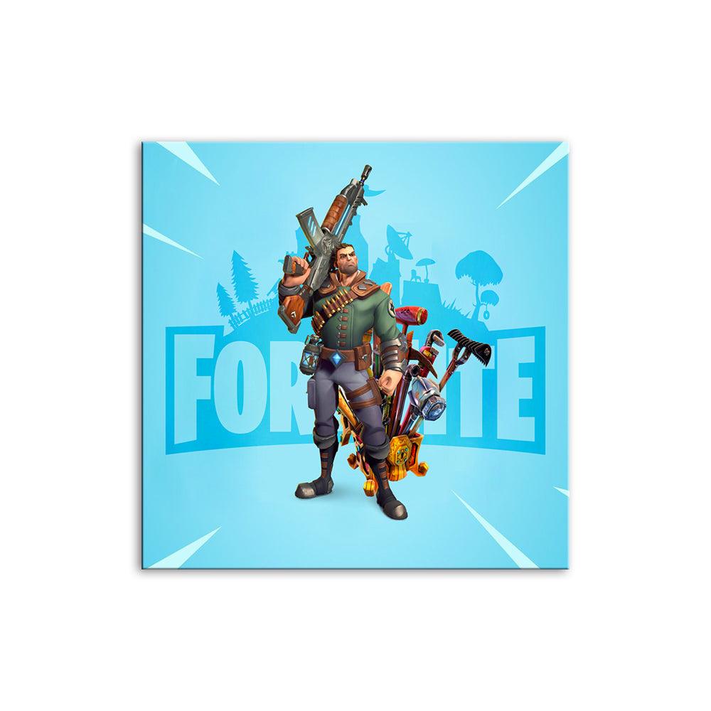 Aqua Fornite 1 Piece HD Multi Panel Canvas Wall Art Frame - Original Frame