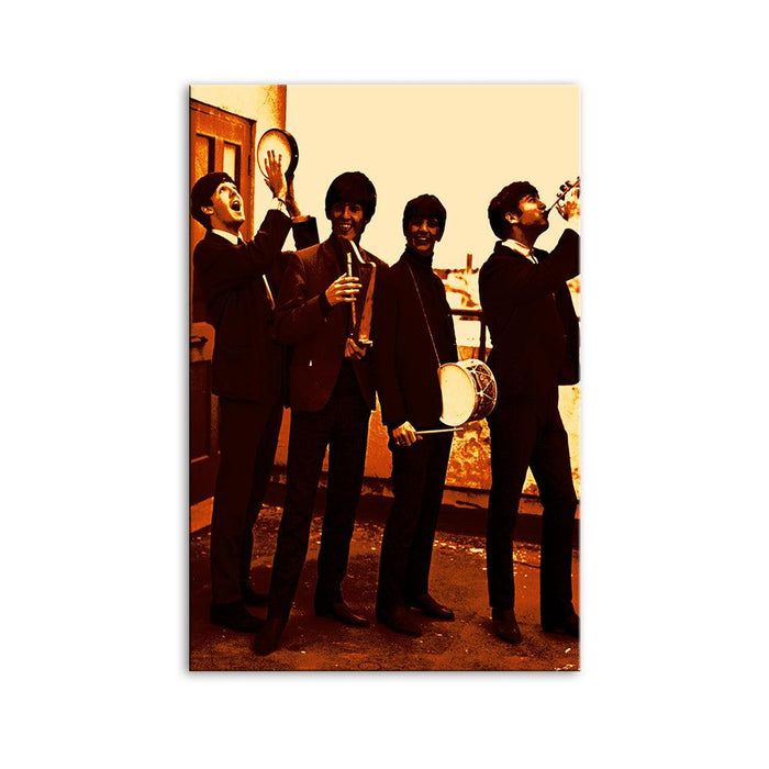 The Beatles Brown Instruments 1 Piece HD Multi Panel Canvas Wall Art Frame