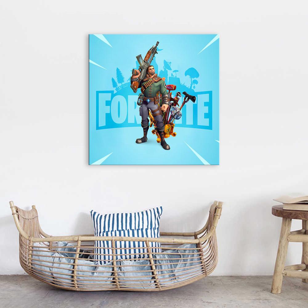 Aqua Fornite 1 Piece HD Multi Panel Canvas Wall Art Frame - Original Frame