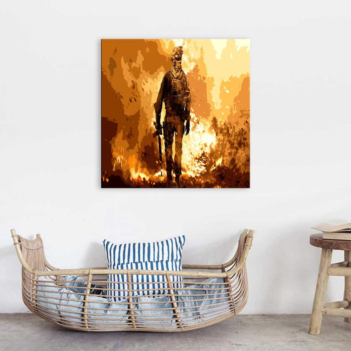 Fire Military 1 Piece HD Multi Panel Canvas Wall Art Frame - Original Frame