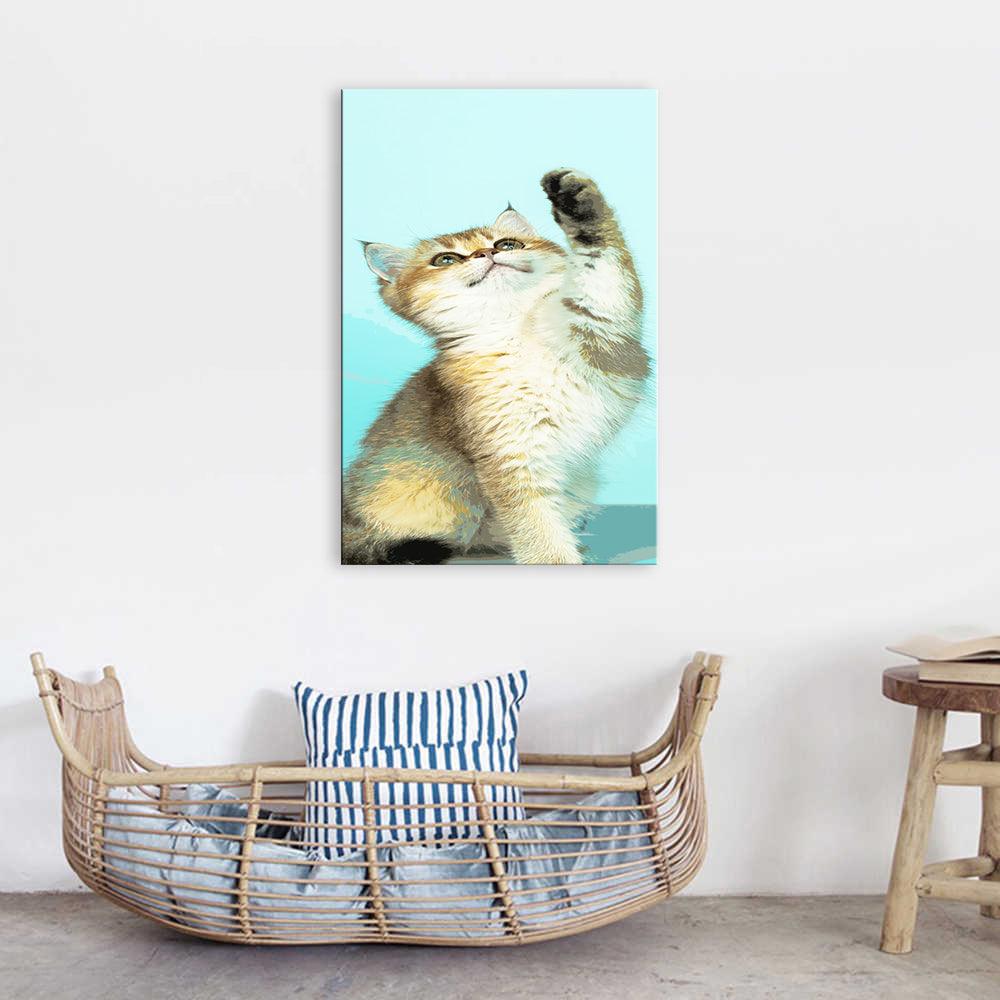 The Playful Cat 1 Piece HD Multi Panel Canvas Wall Art Frame - Original Frame
