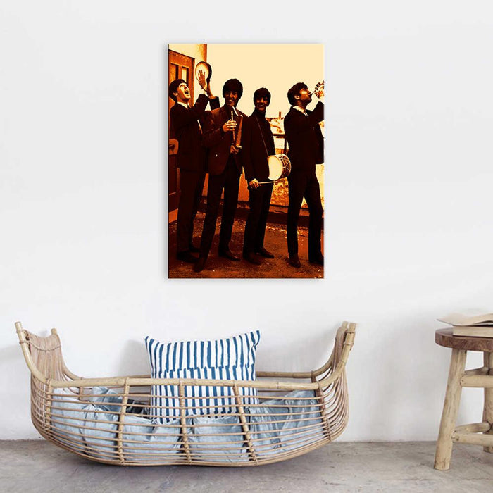 The Beatles Brown Instruments 1 Piece HD Multi Panel Canvas Wall Art Frame