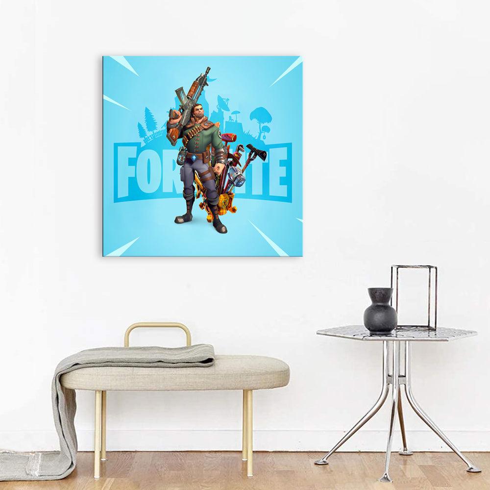 Aqua Fornite 1 Piece HD Multi Panel Canvas Wall Art Frame - Original Frame