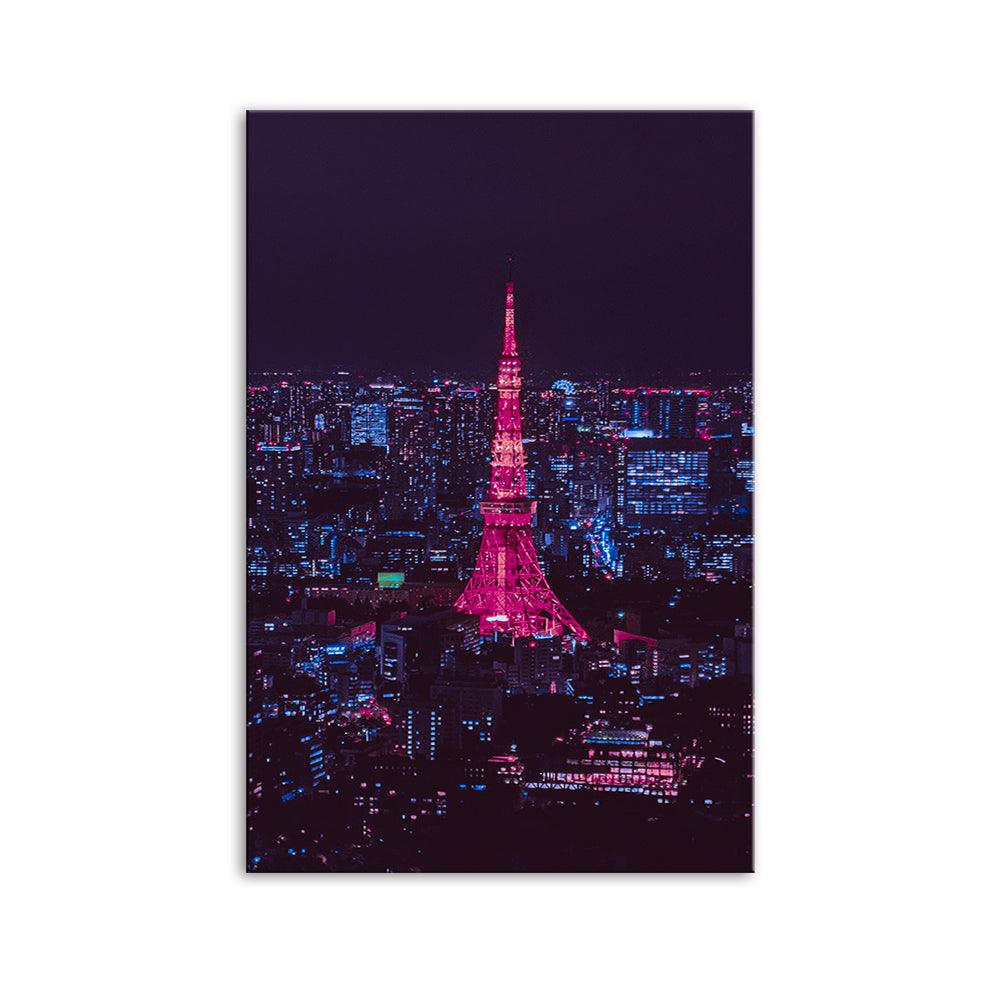 Purple Paris Landscape 1 Piece HD Multi Panel Canvas Wall Art - Original Frame