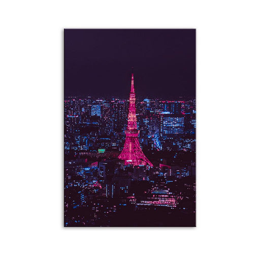 Purple Paris Landscape 1 Piece HD Multi Panel Canvas Wall Art - Original Frame