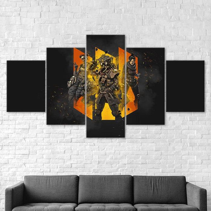 Apex Legends 5 Piece Matt Black 3D Panel Canvas Wall Art Frame - Original Frame