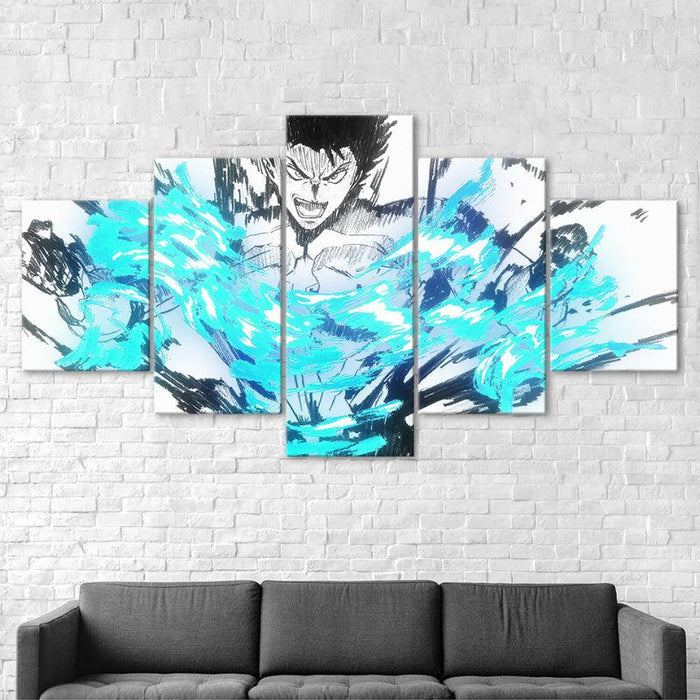 Fairy Tail Gray 5 Piece Blue Color Multi Panel Canvas Painting