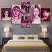 Black Pink 5 Piece HD Multi Panel Canvas Wall Art Frame - Original Frame