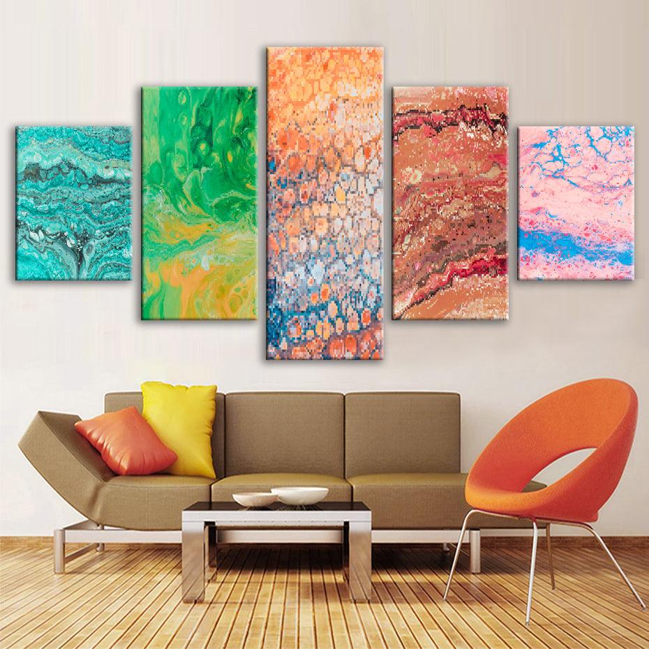 Pixelated Patterns 5 Piece HD Multi Panel Canvas Wall Art - Original Frame