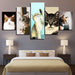 The Cute Cats Collection 5 Piece HD Multi Panel Canvas Wall Art Frame - Original Frame