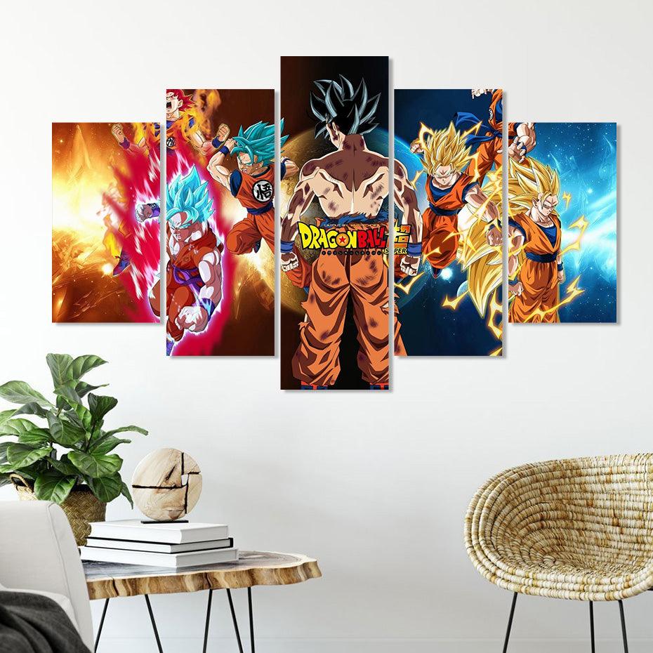 Classical Dragon Ball Z 5 Piece HD Multi Panel Canvas Wall Art Frame - Original Frame