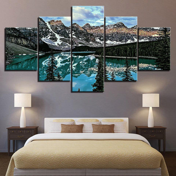 The Abstract Icy Landascape Collection 5 Piece HD Multi Panel Canvas Wall Art Frame - Original Frame