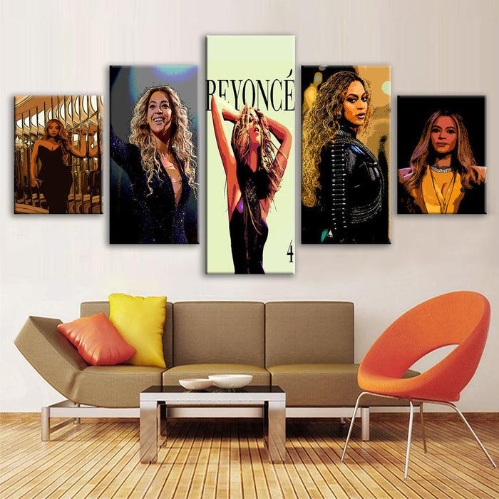 Beyonce 5 Piece HD Multi Panel Canvas Wall Art Frame - Original Frame