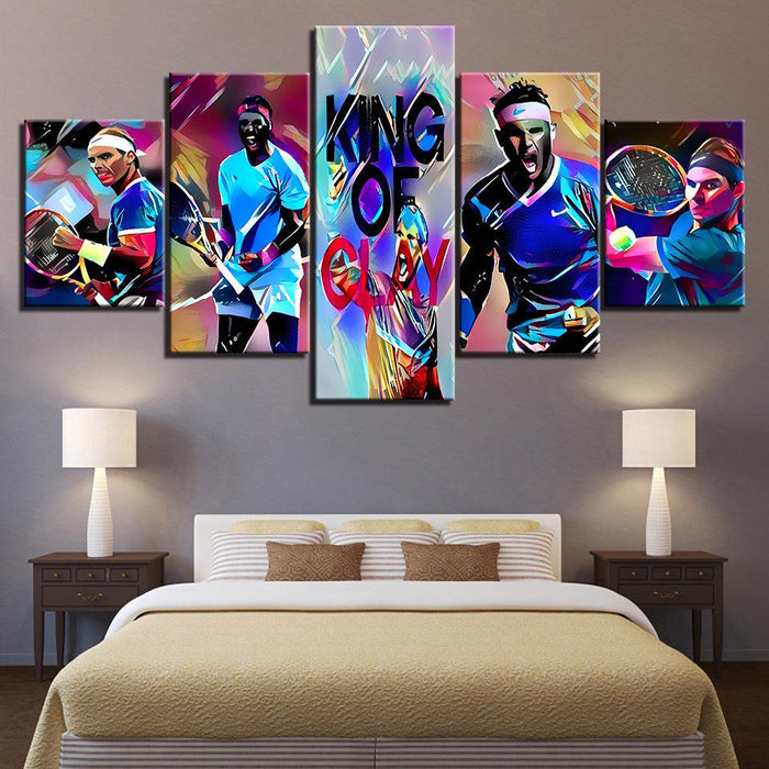 Tennis Match 5 Piece HD Multi Panel Canvas Wall Art Frame - Original Frame