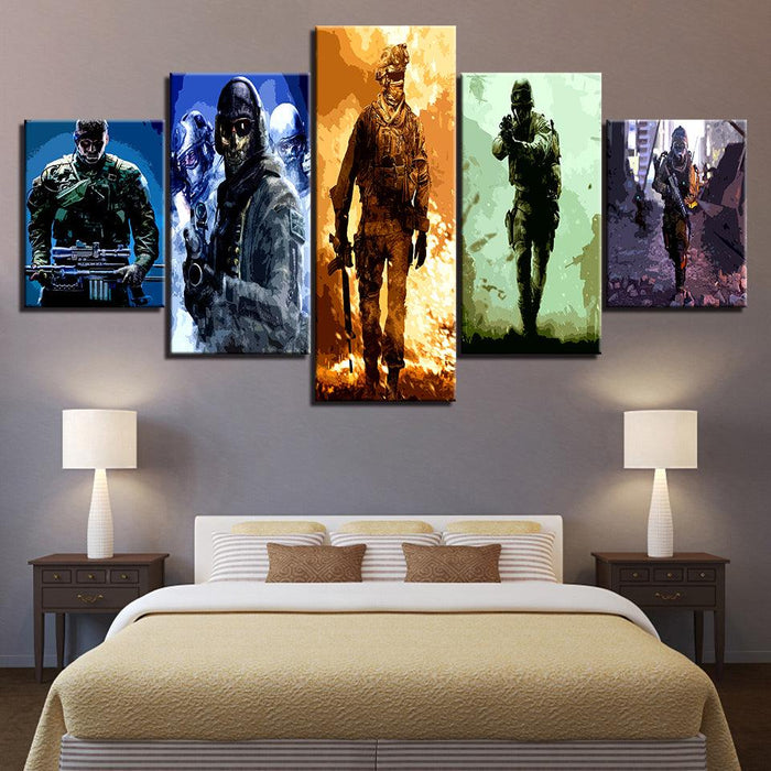 The Military Team 5 Piece HD Multi Panel Canvas Wall Art Frame - Original Frame