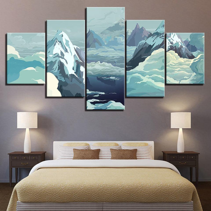 The Icy Winter 5 Piece HD Multi Panel Canvas Wall Art Frame