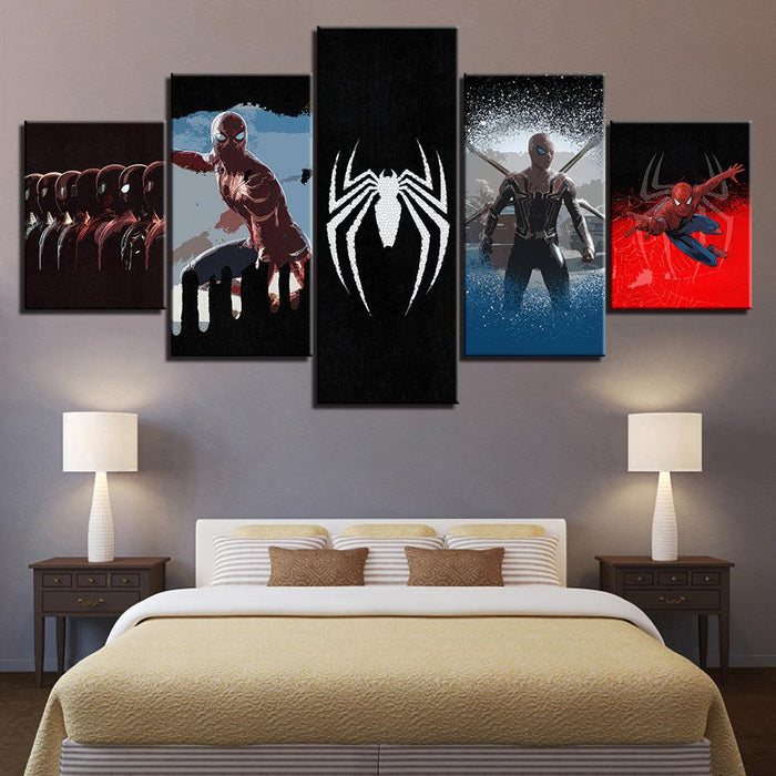 Spiderman 5 Piece HD Multi Panel Canvas Wall Art Frame - Original Frame