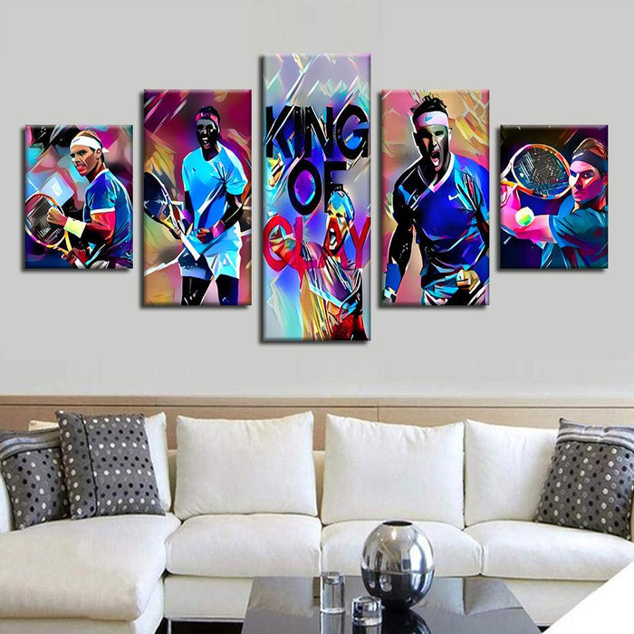 Rafael Nadal 5 Piece HD Multi Panel Canvas Wall Art - Original Frame