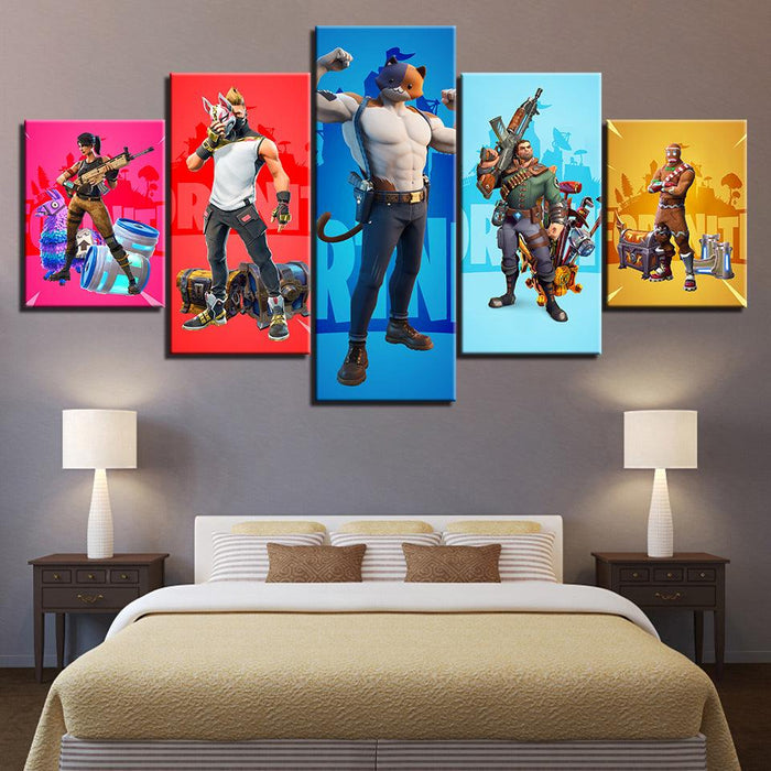 Fortnite 5 Piece HD Multi Panel Canvas Wall Art Frame - Original Frame