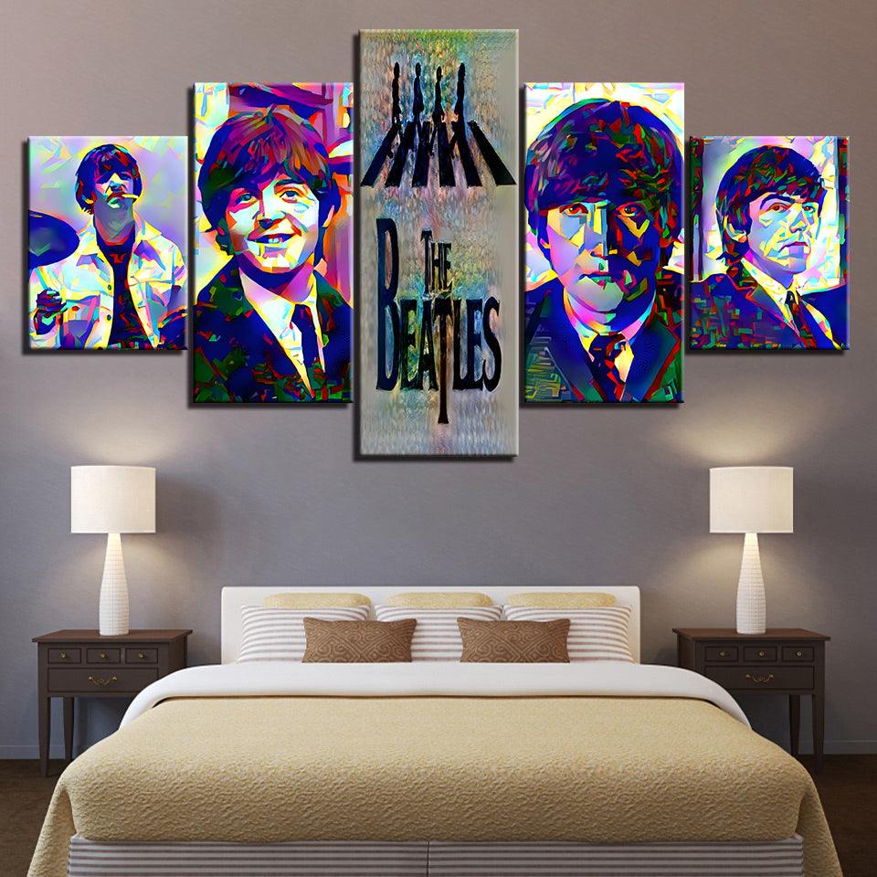 The Beatles Band 5 Piece HD Multi Panel Canvas Wall Art Frame - Original Frame